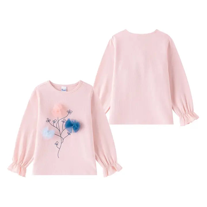 Roze lange mouw T-shirt meisje bloem