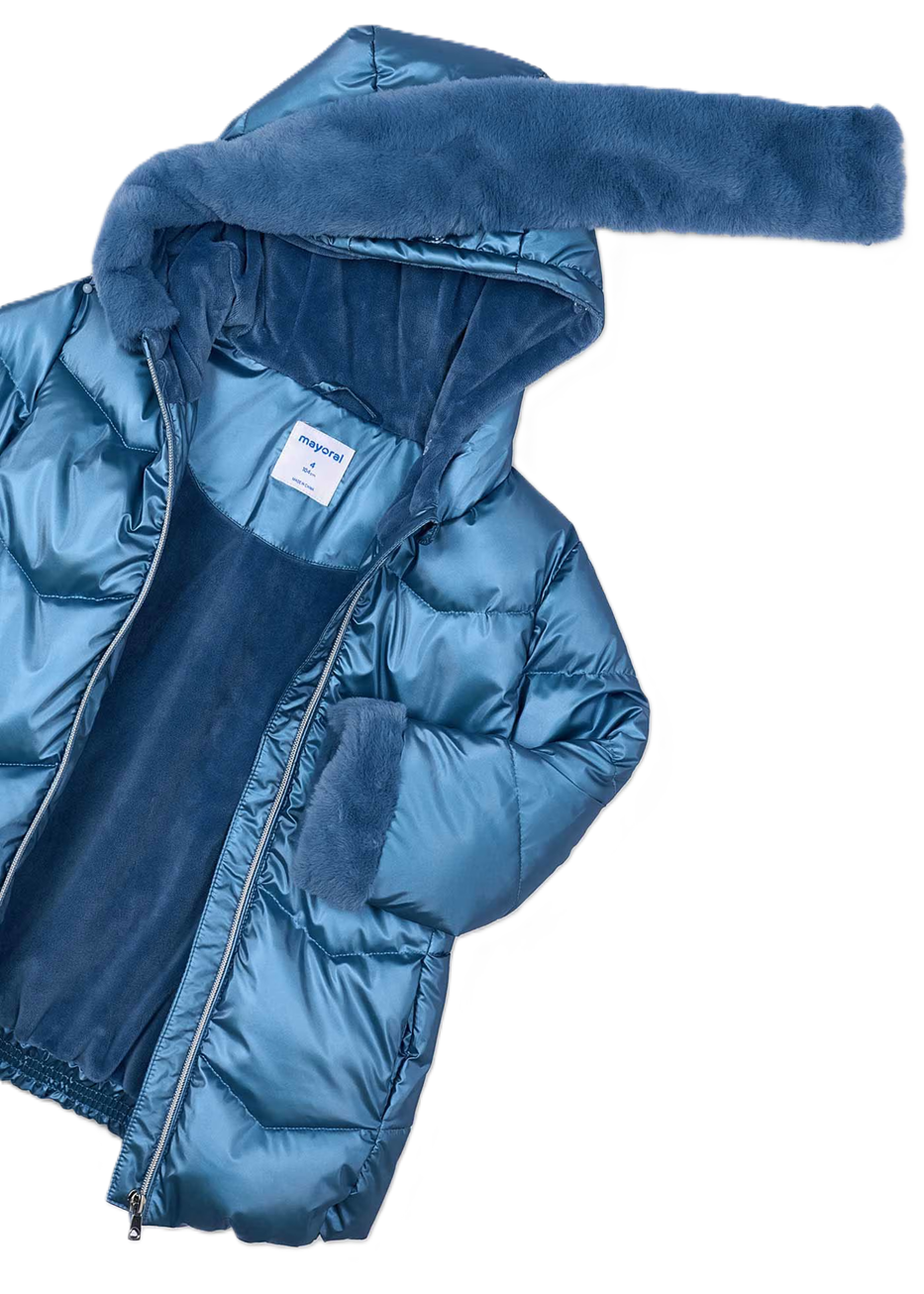 Mayoral Girls belted metallic coat