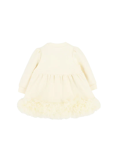 Angels Face Dawn Tulle Trim Baby Dress Vanilla