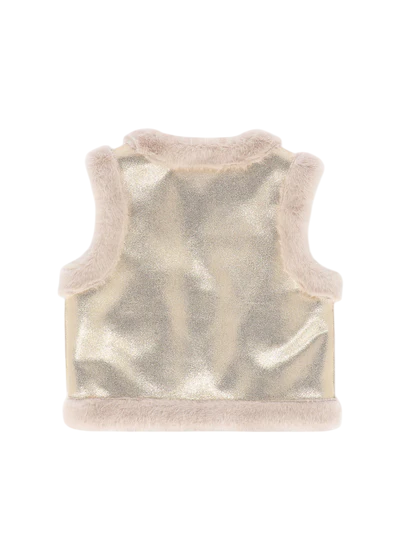 Angels Face Cher Metallic Fur Gilet Gold