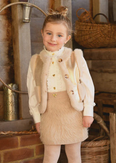 Angels Face Cher Metallic Fur Gilet Gold