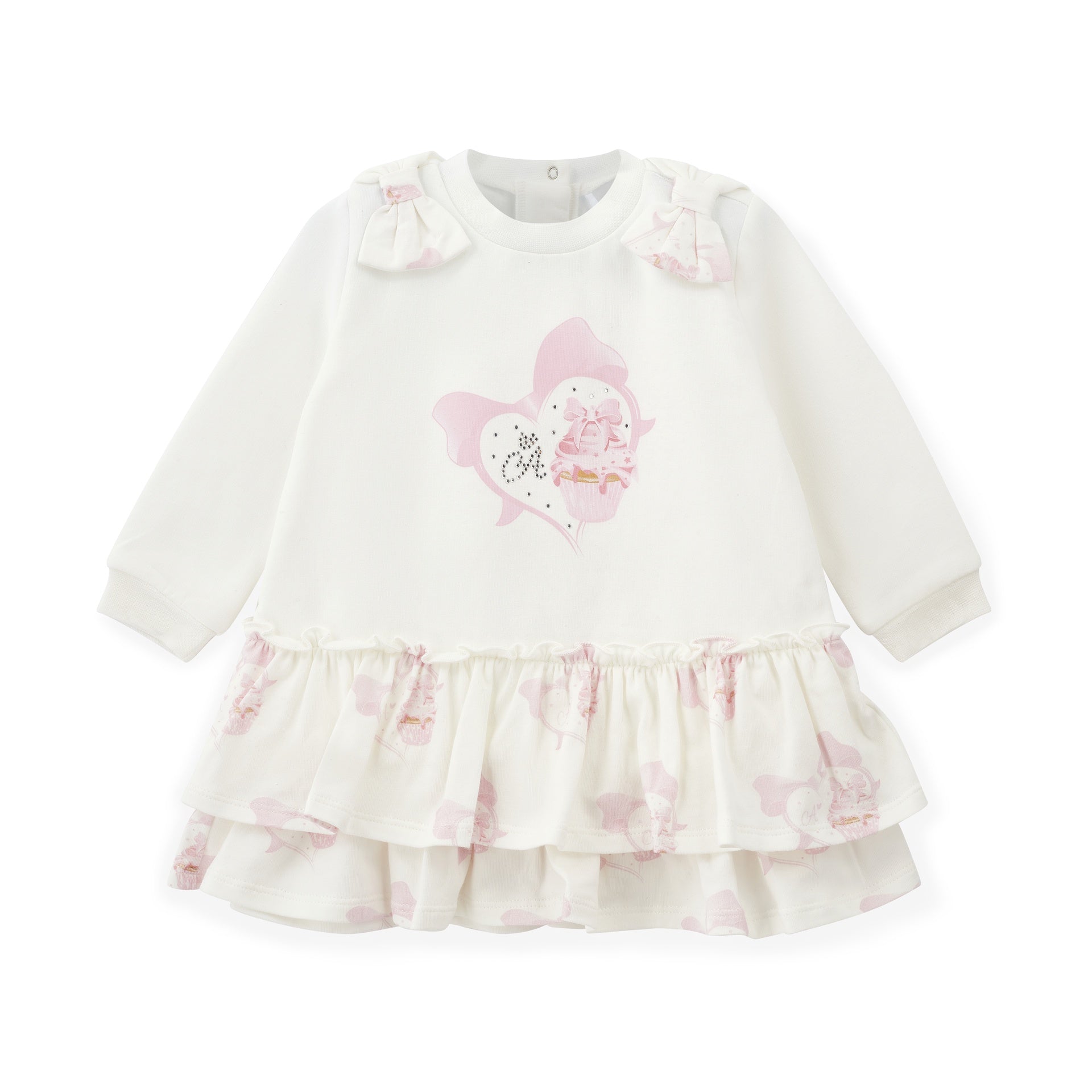 Little A  cupcake print ruches jurk