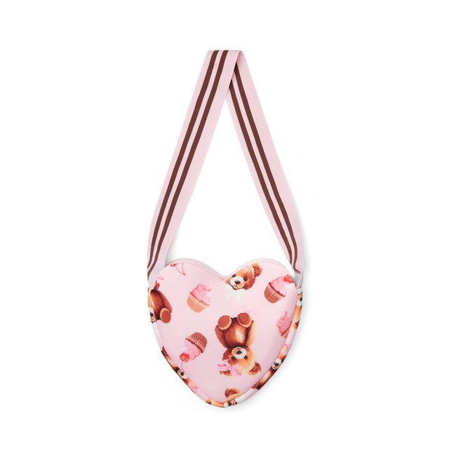 A'dee Girls Pink Bear printed Heart Shaped Handbag - LOUISE