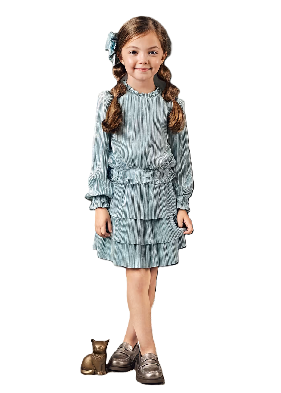 Abel & Lula pleated knit skirt set