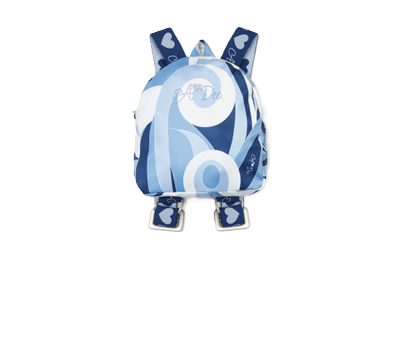 A’Dee north rugtas met wervel print (powder blue)