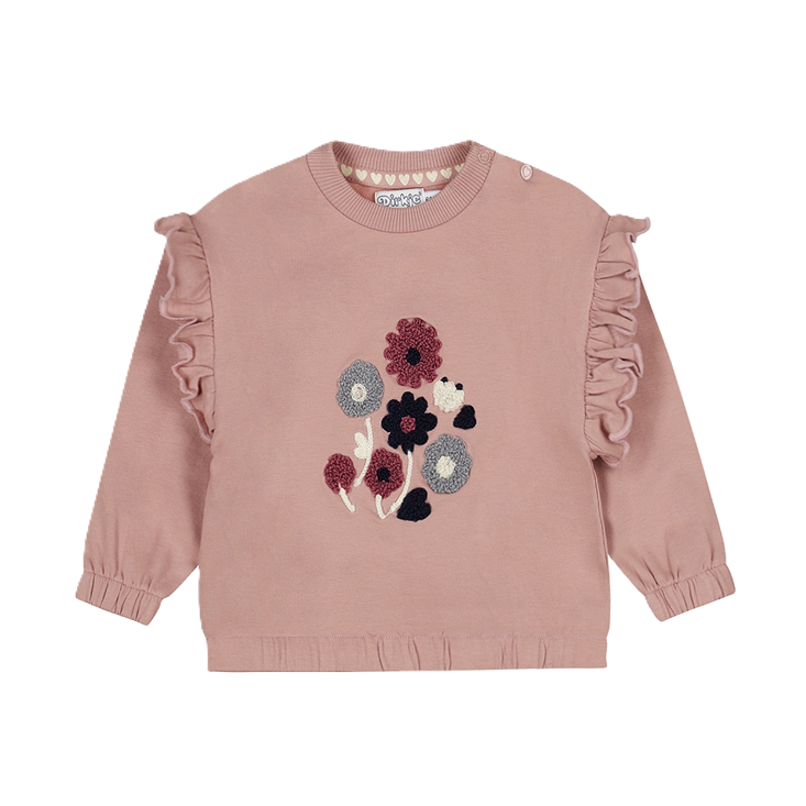 Dirkje meisjes sweater loose fit zachtroze teddy bloemen