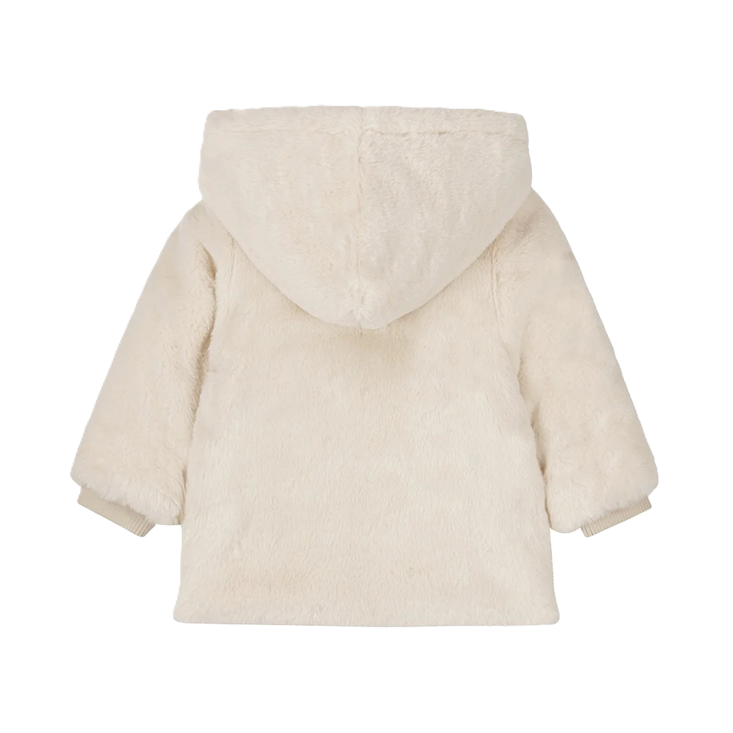 Dirkje meisjes winterjas off white capuchon imitatiebont