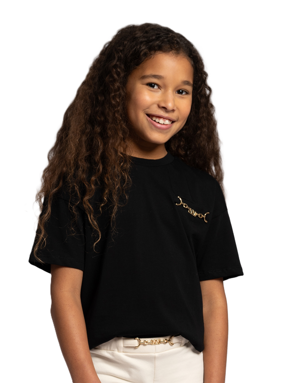 Nik & Nik  Basic T-shirt sage met kettingdetail