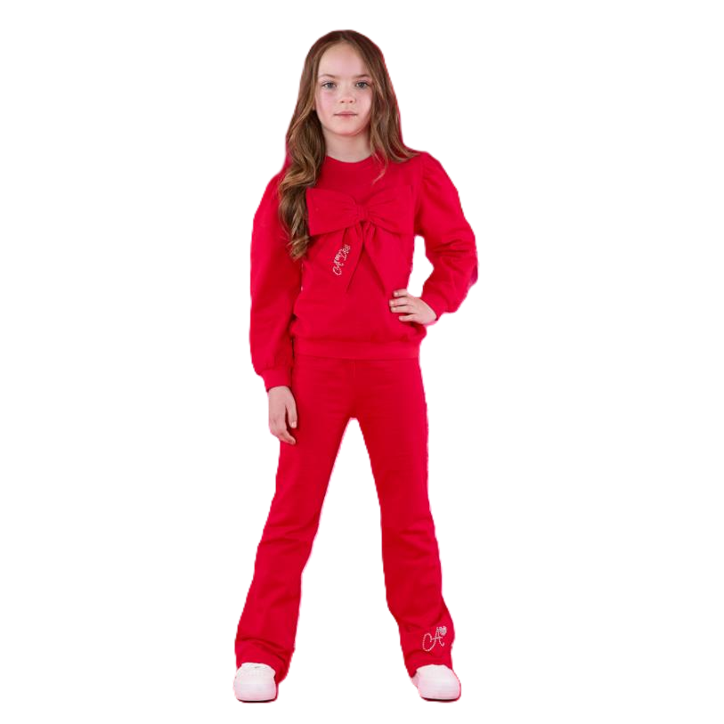 A'dee luna flare trainingspak met strik (vibrant red)