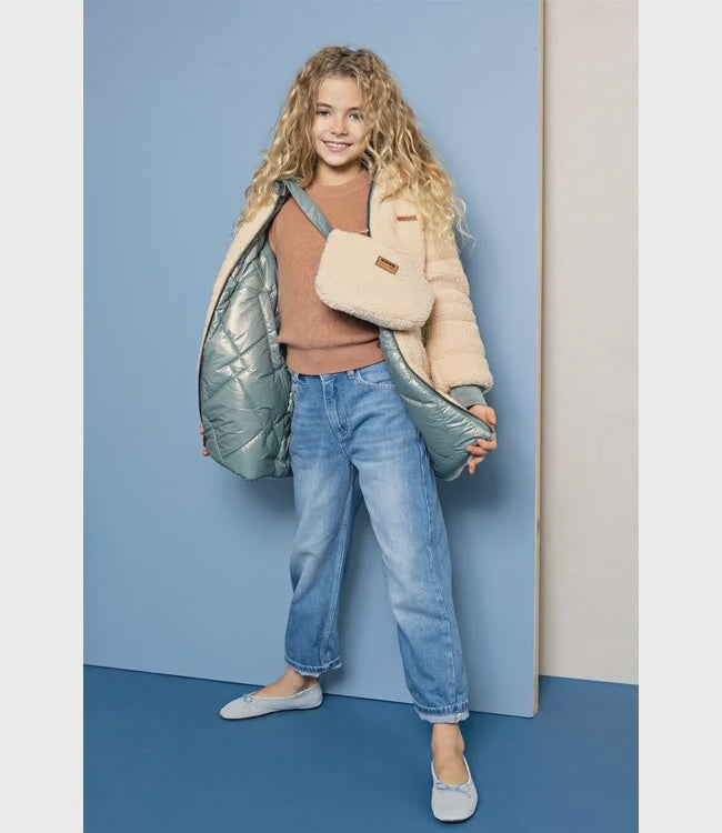 NONO winter winterjas meisjes  groen  Betty reversible, capuchon, middellang + tas