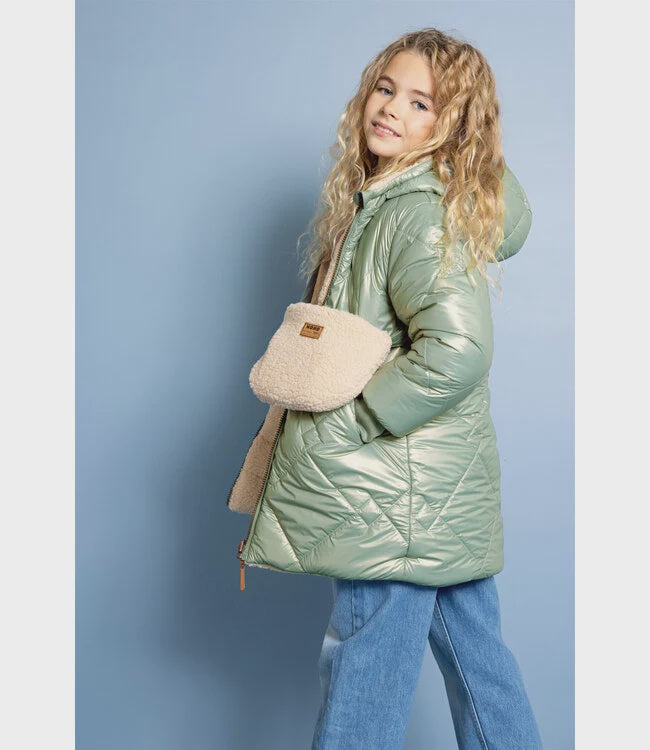 NONO winter winterjas meisjes  groen  Betty reversible, capuchon, middellang + tas