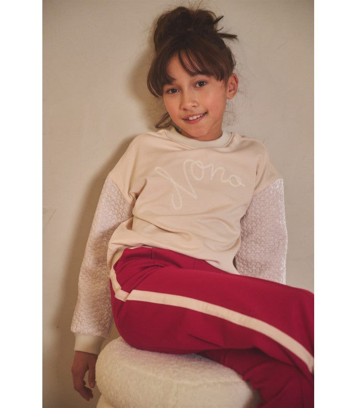 NONO Konono Sweater with velvet contrast sleeves