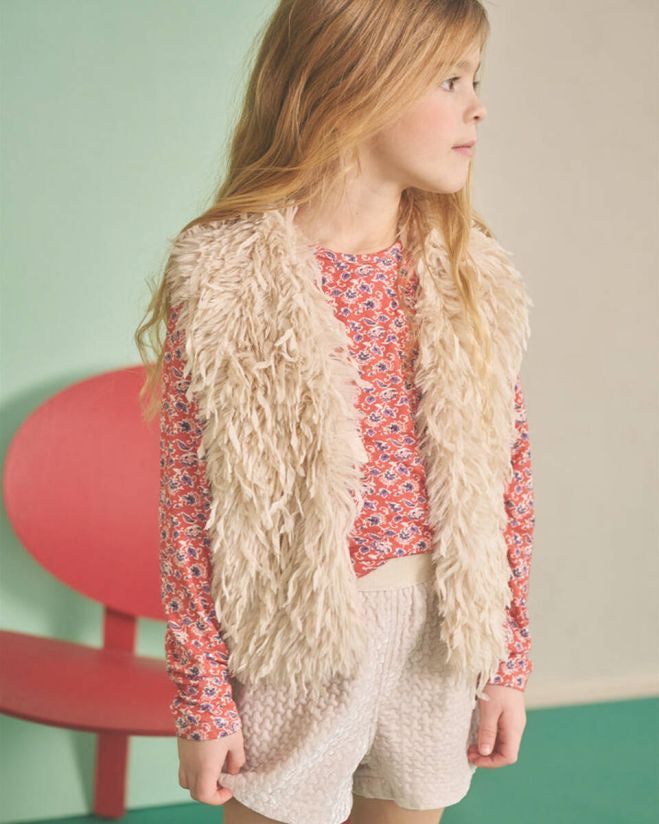 NONO Kath Long Hair Fur Gilet pearled ivory Pearled Ivory