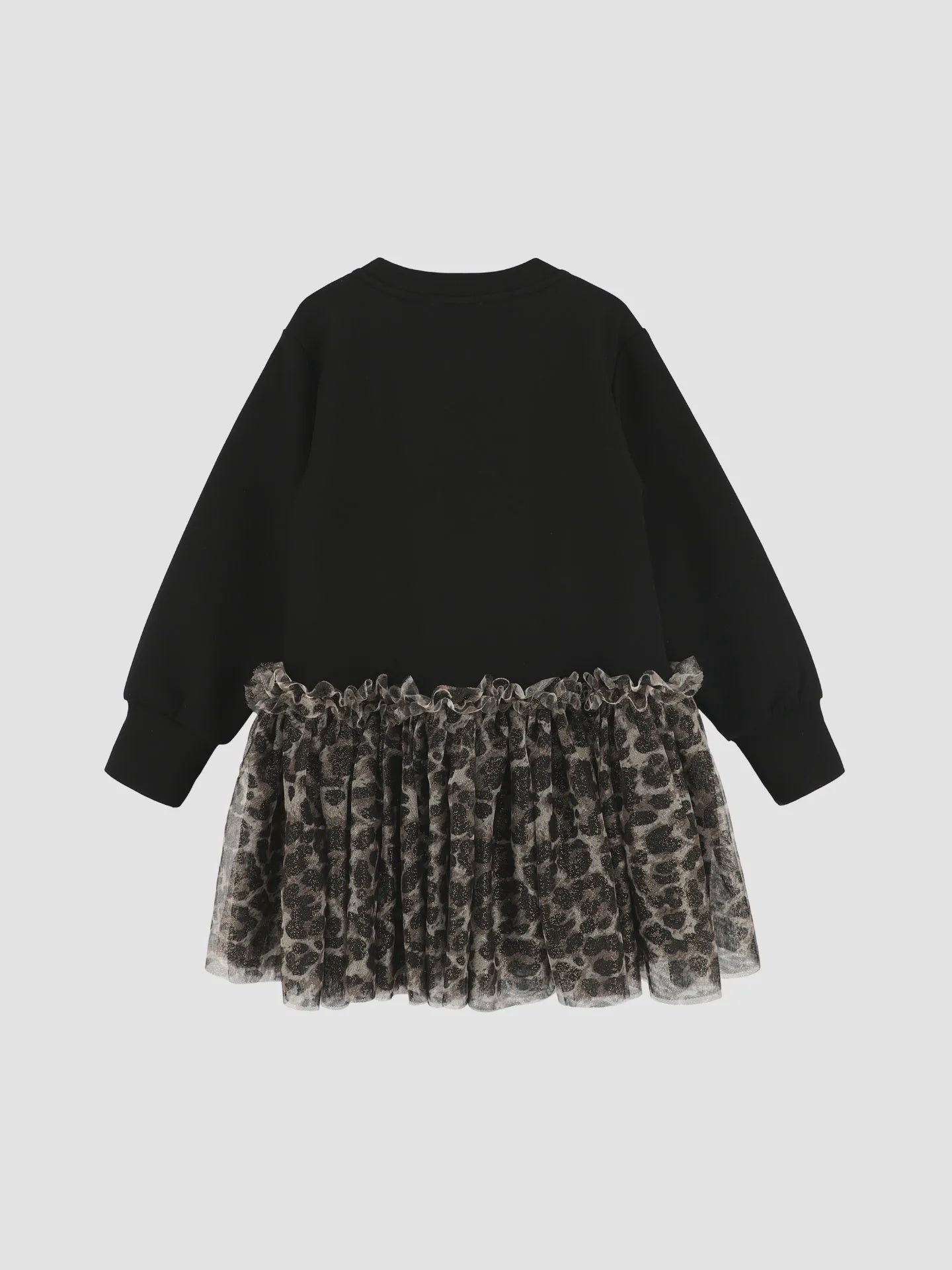 Angels Face Meisjes Jurk Juniper Sweatdress Leopard Tulle Bow Zwart