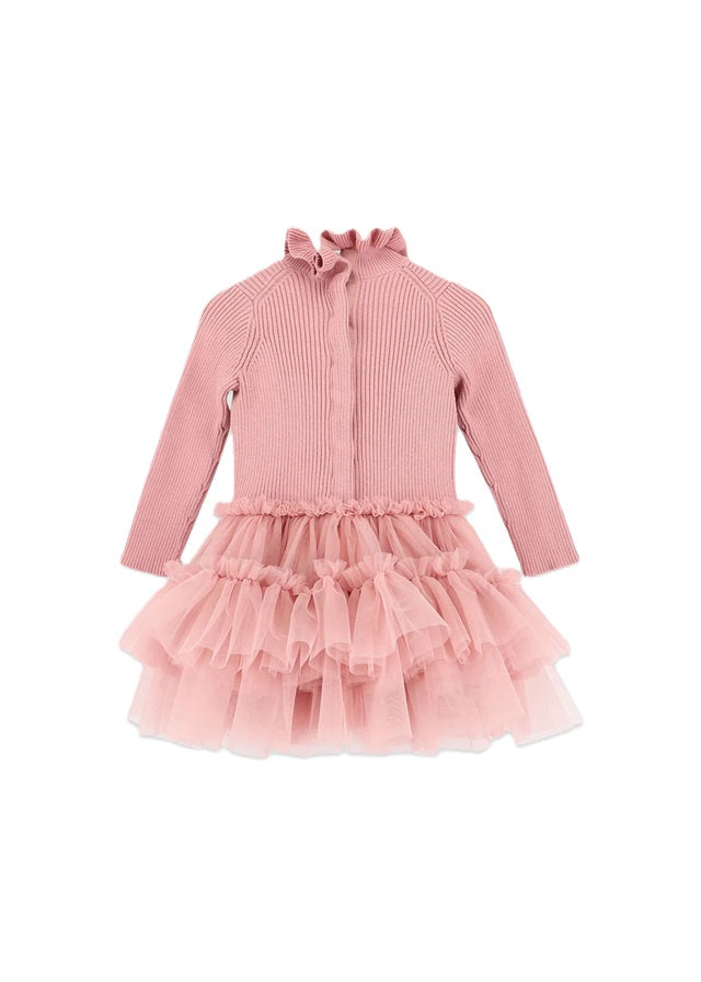 Angel's face Bliss Baby Knitted and Tulle Dress Tea Rose