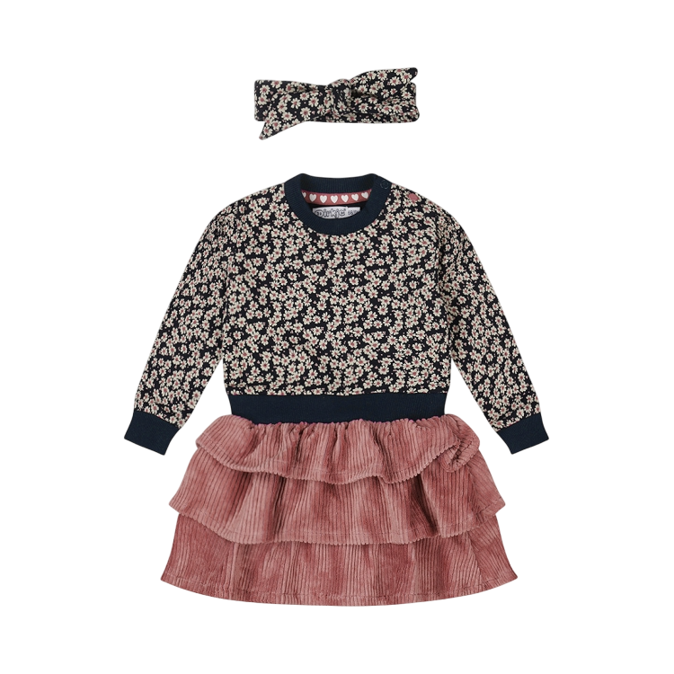 Dirkje Dress + headband Bloemetjes
