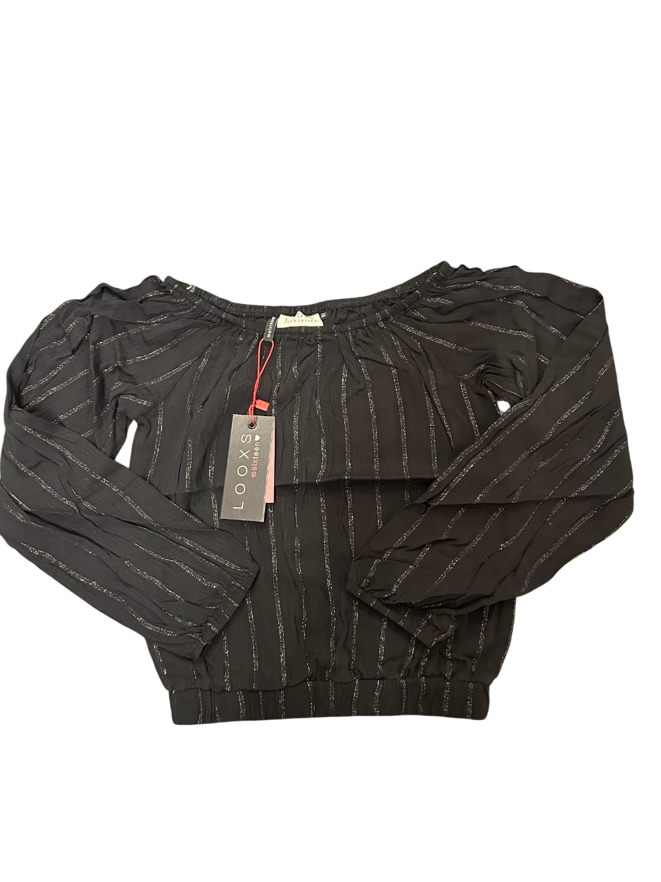 Looxs Glitter top zwart zilver