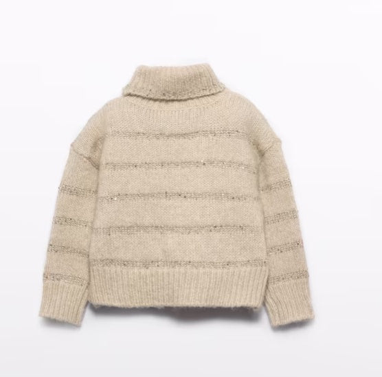 Abel & Lula Sequen stripes sweater beige