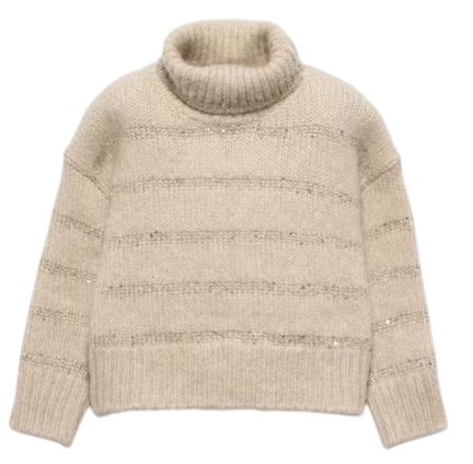 Abel & Lula Sequen stripes sweater beige