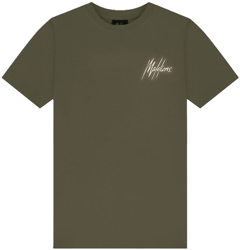 Malelions Junior Striped T-shirt Green Moss