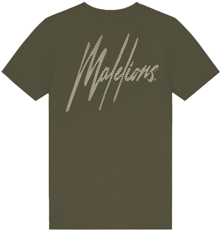 Malelions Junior Striped T-shirt Green Moss