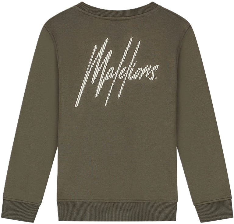 Malelions Junior Striped Signature Sweater Moss