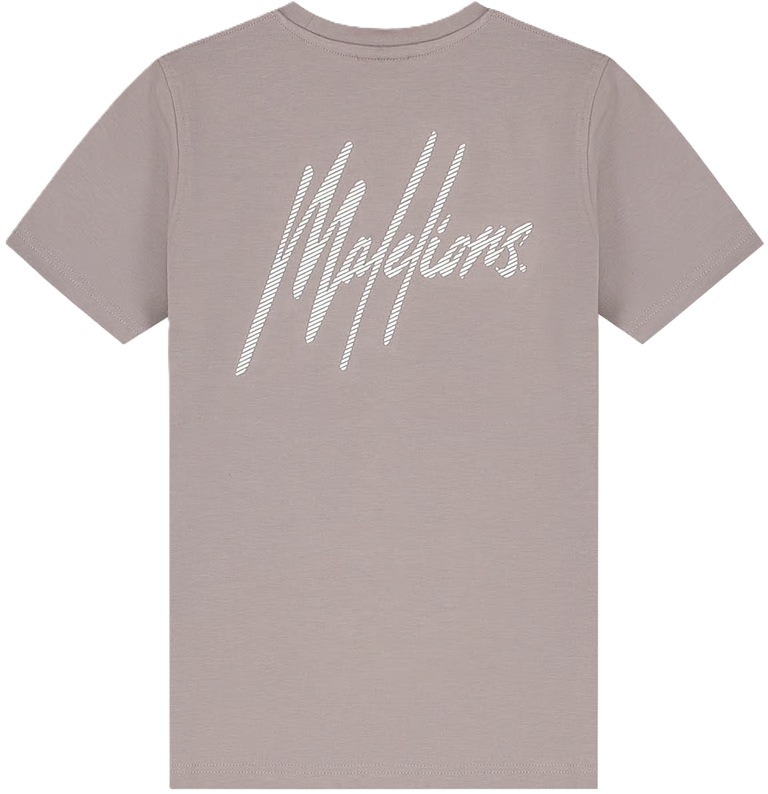 Malelions Junior Striped Signature T-shirt Grey