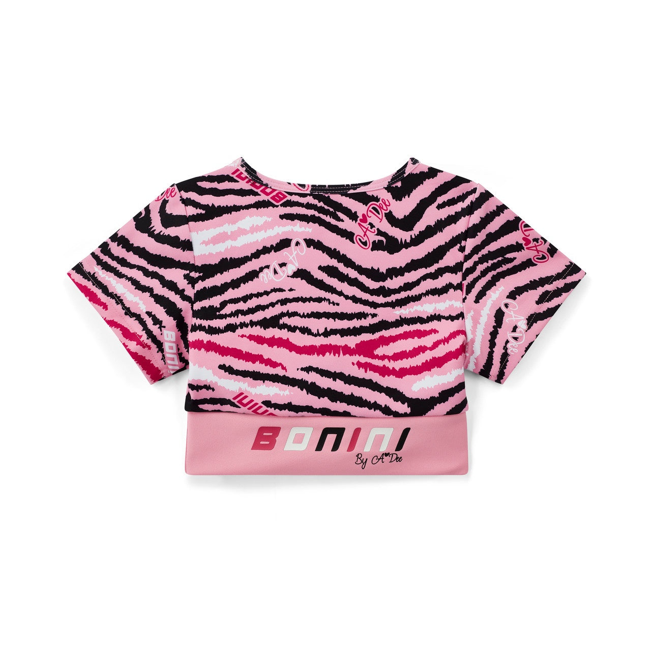 Bonini by a-dee Girls Pink Printed Short Sleeved Sports Top