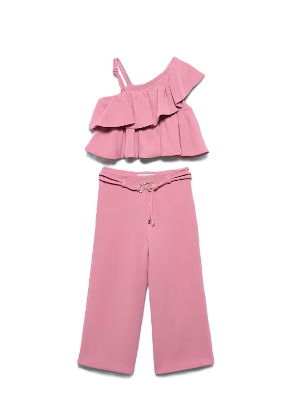 Abel & Lula Meisjes Crêpebroeken Set Roze