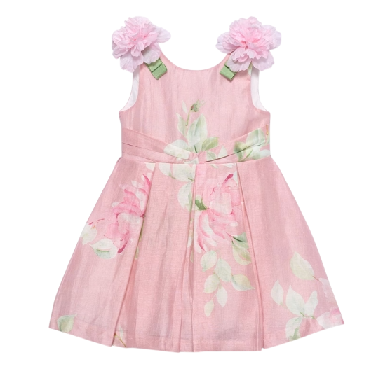 Abel & Lula printed linen dress roze meisjes