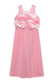 Abel & Lula Long floral gauze jumpsuit roze meisjes