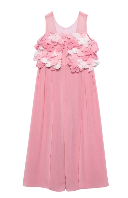 Abel & Lula Long floral gauze jumpsuit roze meisjes