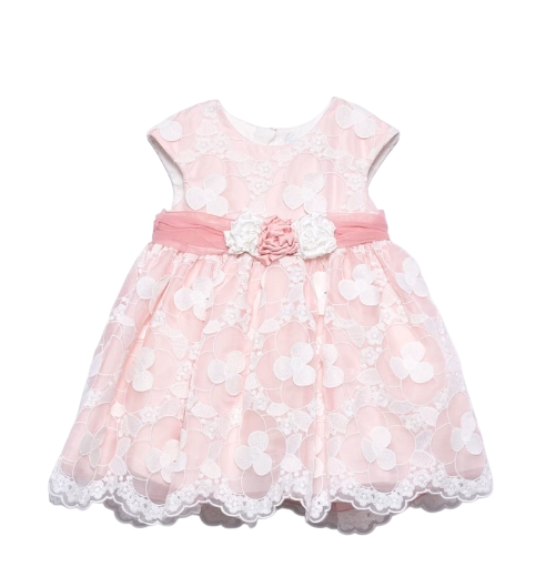 Abel & Lula Embroidered organza baby dress roze meisjes