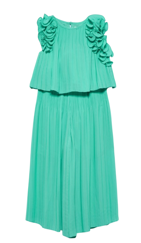 Abel & Lula pleated chiffon trouser set groen