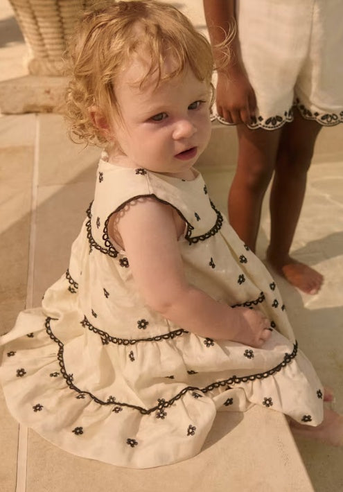Abel & Lula Baby bloemen geborduurde jurk
