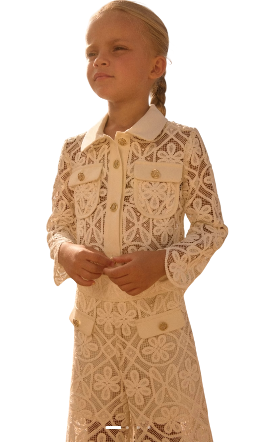 Abel & Lula Meisjespak van guipure culotte broek
