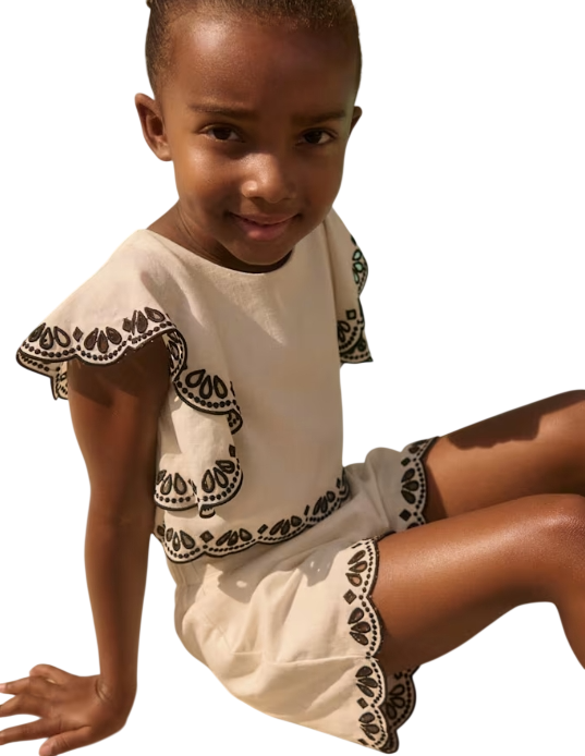 Abel & Lula Meisjes geborduurde wave Bermuda shorts set
