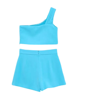 Abel & Lula Asymmetrische crêpe Bermuda shorts set voor meisjes