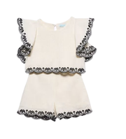 Abel & Lula Meisjes geborduurde wave Bermuda shorts set