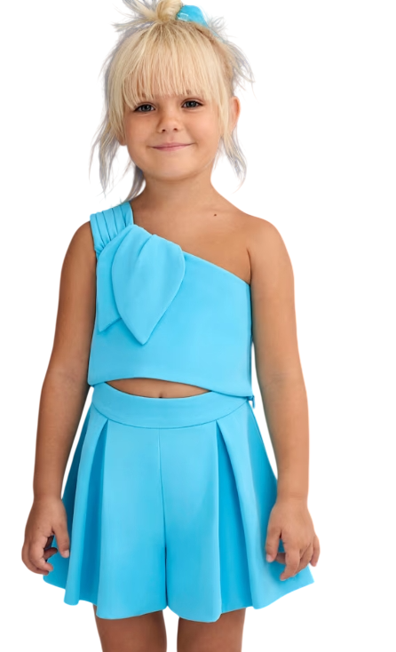 Abel & Lula Asymmetrische crêpe Bermuda shorts set voor meisjes