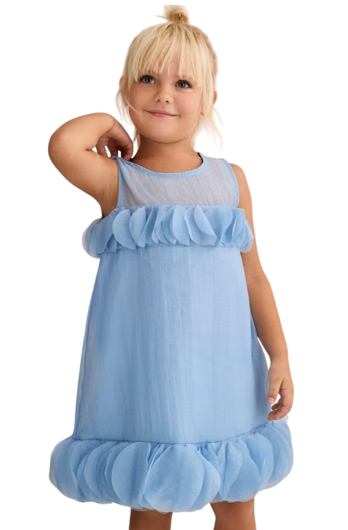 Abel & Lula Meisjesjurk met gekreukte organza
