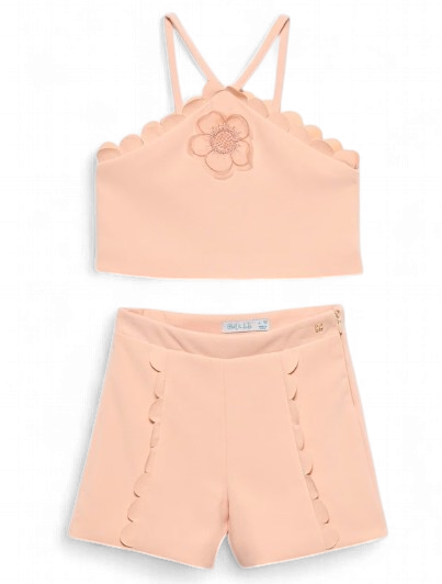 Abel & Lula Girls' crepe wave Bermuda shorts set