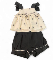 Abel & Lula baby set zwart wit bloemen