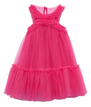 Abel & Lula Girl's ruffled tulle dress donker roze