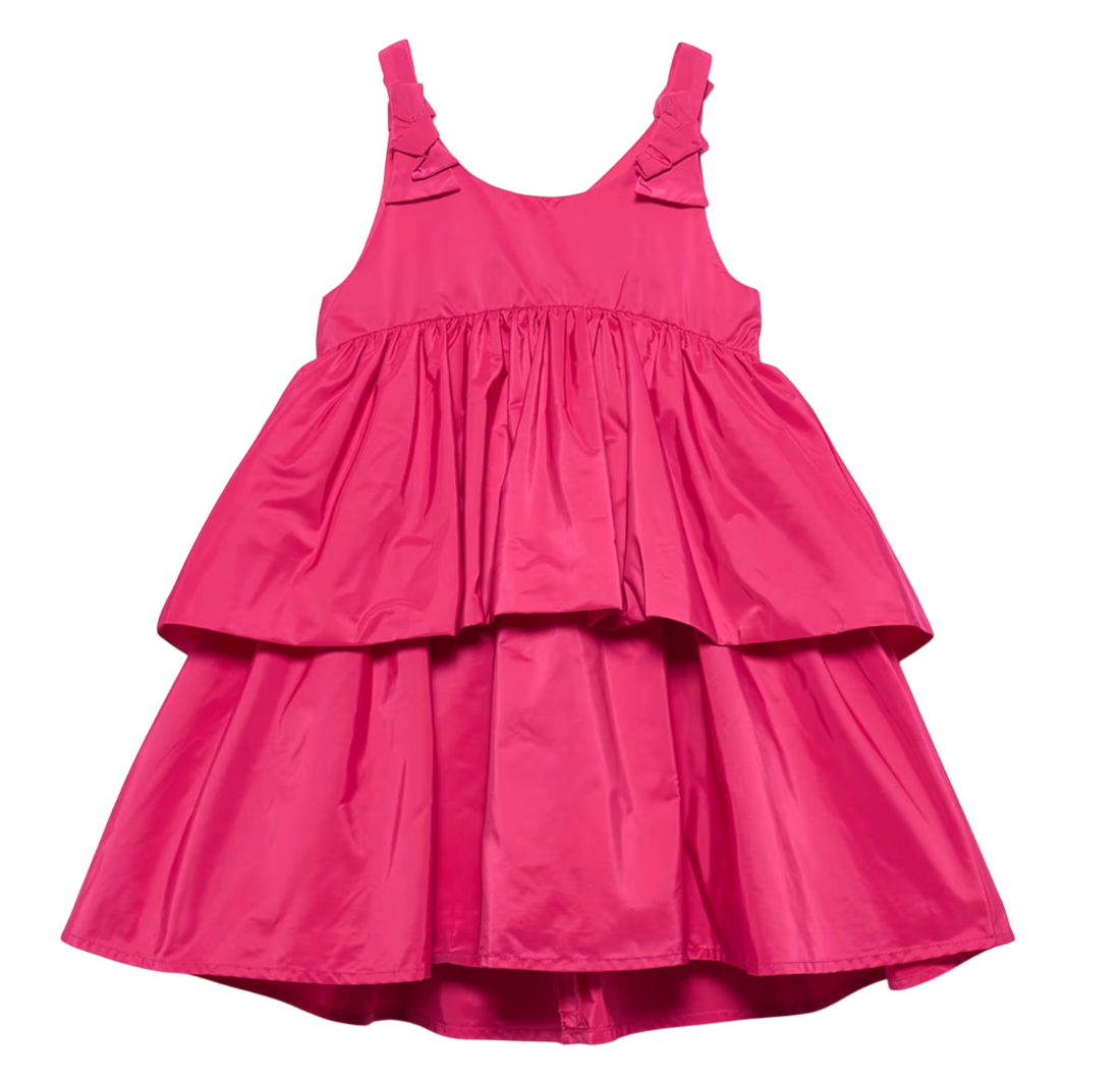 Abel & Lula Girl's taffeta ruffle dress donker roze