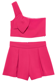 Abel & Lula Asymmetrical crepe Bermuda shorts set for girls
