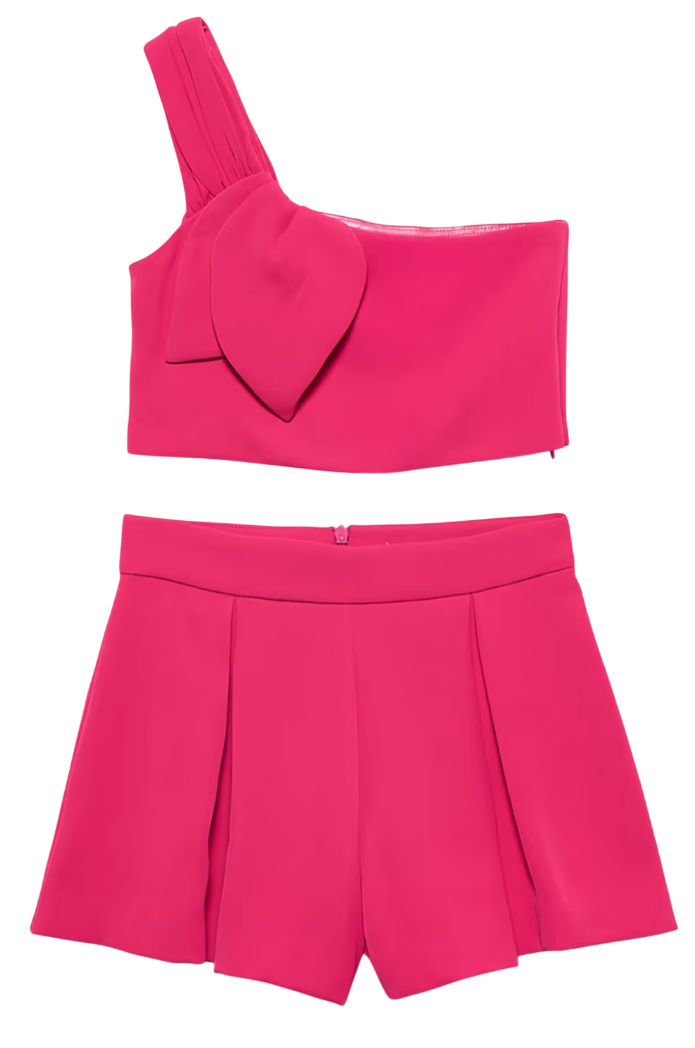 Abel & Lula Asymmetrical crepe Bermuda shorts set for girls