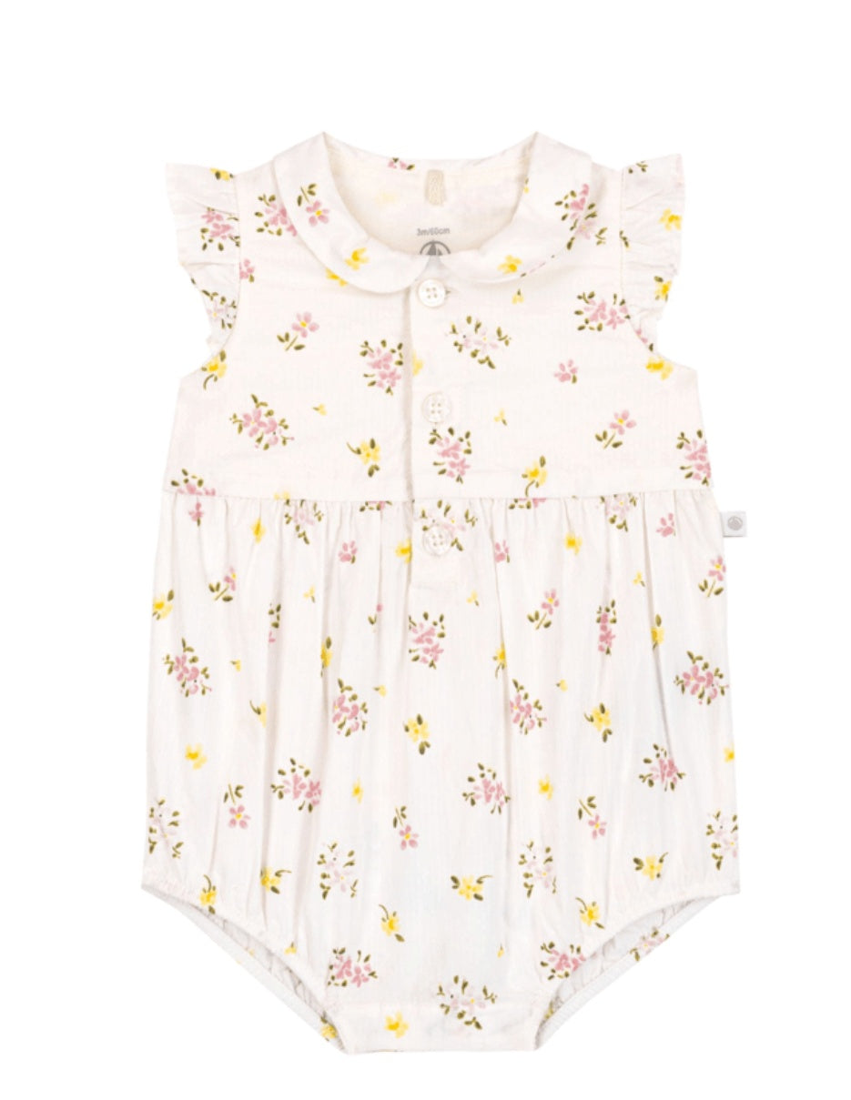 Petit Bateau Babyspeelpakje van katoen met bloemenprint