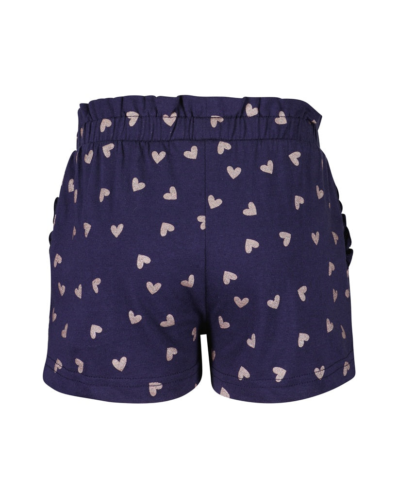 Blue Seven meisjes korte broek donker blauw hartjes