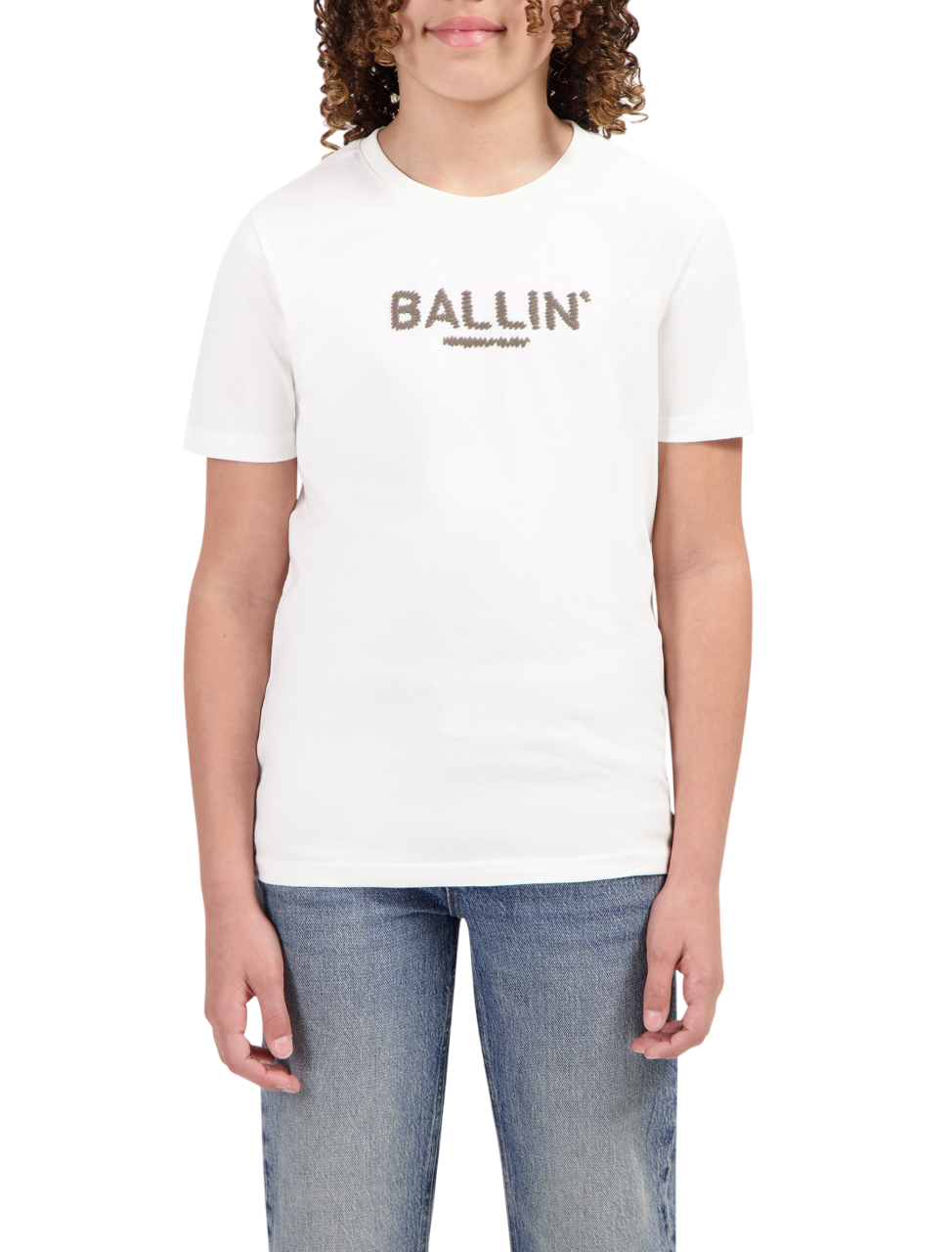 Ballin Junior Chunky Stitch Logo T-shirt wit